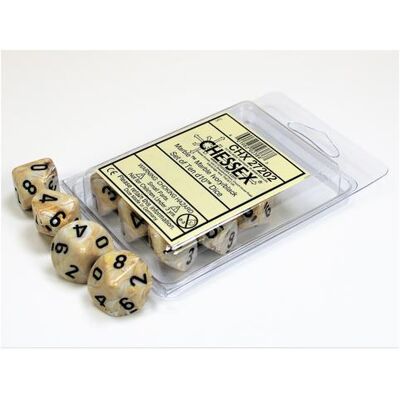 Chessex - Marble Ivory/Black - Satz von Zehn - d10s - Dice Chessex - Marble Ivory/Black - Satz von Zehn - d10s - Dice
