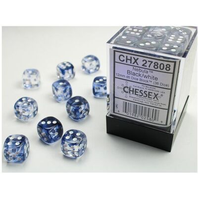 Chessex Schwarze/Weiße Nebula 12mm D6 Würfelset - Offiziell lizenziert Chessex Schwarze/Weiße Nebula 12mm D6 Würfelset - Offiziell lizenziert