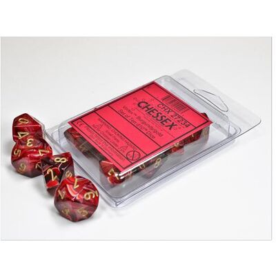 Chessex Vortex Burgundy/gold Set of Ten d10s Chessex Vortex Burgundy/gold Set of Ten d10s