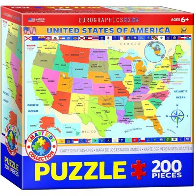 Eurographics 6200-0651 US-Kartenpuzzle 200 Teile Eurographics 6200-0651 US-Kartenpuzzle 200 Teile