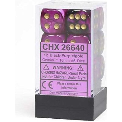 Chessex Würfel-Set Gemini - Wirbel Schwarz-Violet / Gold Chessex Würfel-Set Gemini - Wirbel Schwarz-Violet / Gold