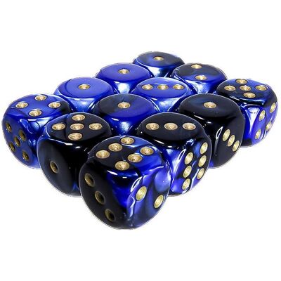 Chessex Würfelset Gemini 16 mm d6 Schwarz-Blau/Gold 12 Stk. Chessex Würfelset Gemini 16 mm d6 Schwarz-Blau/Gold 12 Stk.