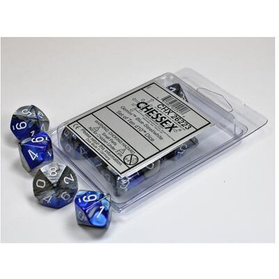 Chessex Gemini Blue-Steel/white Set of Ten d10s Chessex Gemini Blue-Steel/white Set of Ten d10s