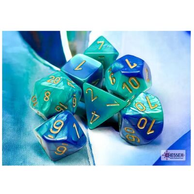 Chessex 7-Würfelset Gemini Blau-Türkis/Gold Chessex 7-Würfelset Gemini Blau-Türkis/Gold