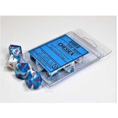 Chessex Gemini Astral Blue-White/red Set of Ten d10s Chessex Gemini Astral Blue-White/red Set of Ten d10s