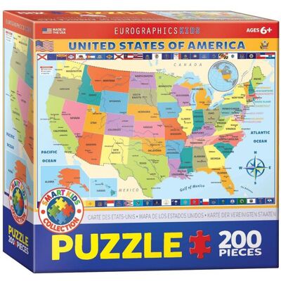 Eurographics 6200-0651 US-Kartenpuzzle 200 Teile Eurographics 6200-0651 US-Kartenpuzzle 200 Teile