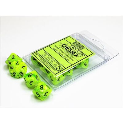 Chessex Vortex Bright Green/black Set of Ten d10s Chessex Vortex Bright Green/black Set of Ten d10s