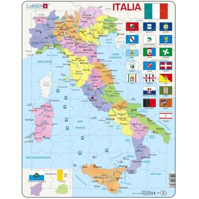 Larsen Italien Puzzle - Politische Landkarte, 70 Teile Larsen Italien Puzzle - Politische Landkarte, 70 Teile