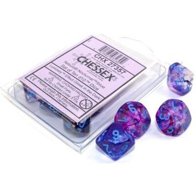 Chessex Nebula TM Nocturnal/blue Luminary Set of Ten d10/'s Chessex Nebula TM Nocturnal/blue Luminary Set of Ten d10/'s