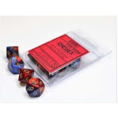 Chessex Gemini Blue-Red/gold Set of Ten d10s Chessex Gemini Blue-Red/gold Set of Ten d10s