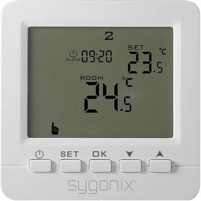 Sygonix SY-6805680 SY02B05RF Funk-Raumthermostat Aufputz Wochenprogramm 1 St., Thermostat, Weiss Sygonix SY-6805680 SY02B05RF Funk-Raumthermostat Aufputz Wochenprogramm 1 St., Thermostat, Weiss
