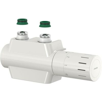 Flamco Einrohr-Ventilarmatur VARIODESIGN weiss, mit Thermostatkopf und Blende, Thermostat, Weiss Flamco Einrohr-Ventilarmatur VARIODESIGN weiss, mit Thermostatkopf und Blende, Thermostat, Weiss