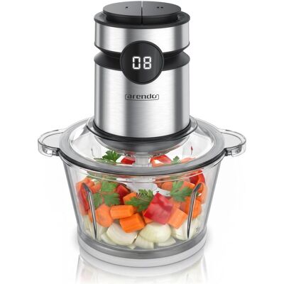 Arendo Elektrischer Zerkleinerer 500 W, 2 L Glasbehälter, Display, Sicherheitssperre, Fleisch & Gemüse, Zerkleinerer, Silber Arendo Elektrischer Zerkleinerer 500 W, 2 L Glasbehälter, Display, Sicherheitssperre, Fleisch & Gemüse, Zerkleinerer, Silber
