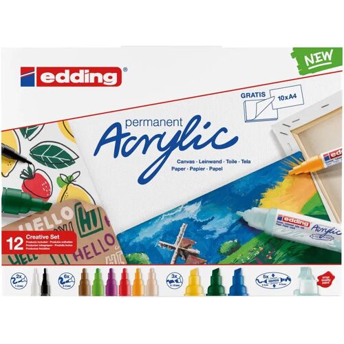 Edding Acrylmarker Acrylic 5000+5100+5300+5400 Basic 12er Kreativ Set