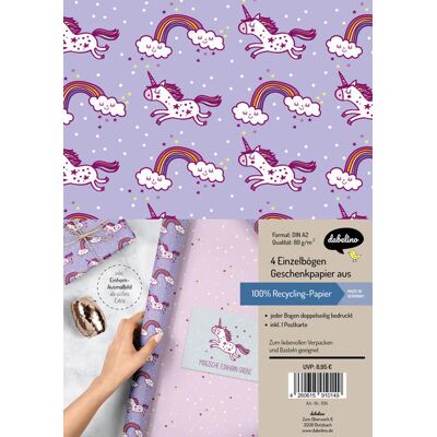 Dabelino Einhorn Geschenkpapier-Set - 4 Stück Dabelino Einhorn Geschenkpapier-Set - 4 Stück