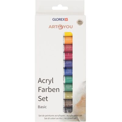Glorex Acrylfarben-Set Basic 12 Stück Je 12ml Glorex Acrylfarben-Set Basic 12 Stück Je 12ml
