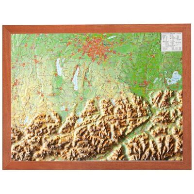 Georelief Reliefkarte 1:400.000 mit Holzrahmen - Wandkarte & Poster Georelief Reliefkarte 1:400.000 mit Holzrahmen - Wandkarte & Poster