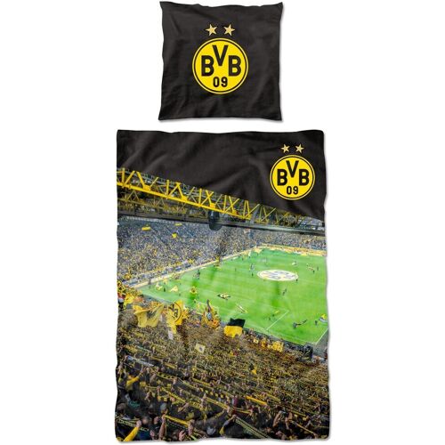 Bvb 16802800 - Bvb Bettwäsche Südtribüne Baumwolle 135x200cm/80x80cm Borussia Dortmund 09