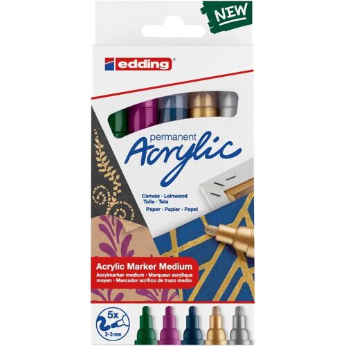 Edding Acrylmarker Acrylic 5100 Mittel Metallic 5er Set