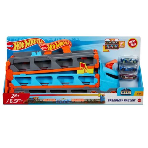 Mattel Hot Wheels - 2-In-1 Rennbahn-Transporter Inkl. 3 Spielzeugautos