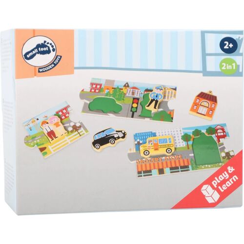 Legler Small Foot 10794 - Storypuzzle Stadt 2in1 Greifpuzzle Holz Play&learn