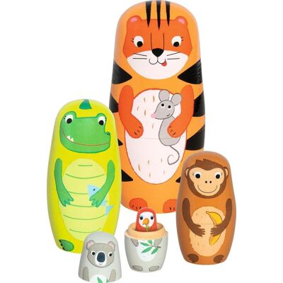 Goki Holztiere Set mit 5 Figuren für Kinder Goki Holztiere Set mit 5 Figuren für Kinder
