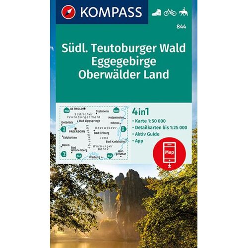 Kompass Karten GmbH Kompass Wanderkarte 844 Südlicher Teutoburger Wald - Eggegebirge - Oberwälder Land 1:50.000