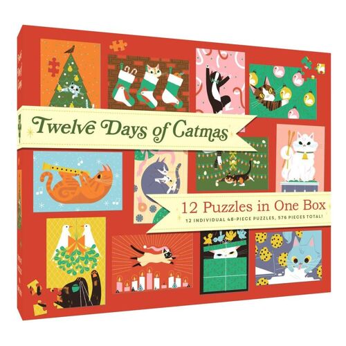 Chronicle Books 12 Puzzles In One Box: Twelve Days Of Catmas