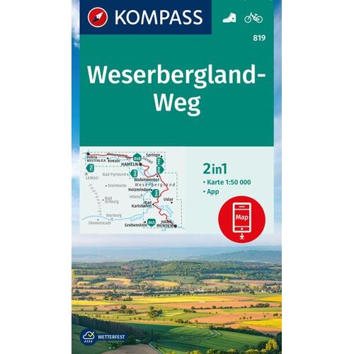 Kompass Karten GmbH Kompass Wanderkarte 819 Weserbergland-Weg 1:50.000