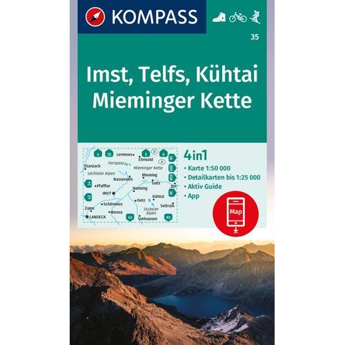 Kompass Karten GmbH Kompass Wanderkarte 35 Imst Telfs Kühtai Mieminger Kette 1:50.000