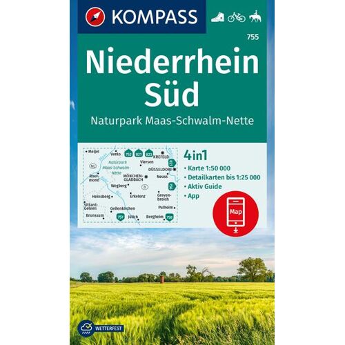Kompass Karten GmbH Kompass Wanderkarte 755 Niederrhein Süd Naturpark Maas-Schwalm-Nette 1:50.000