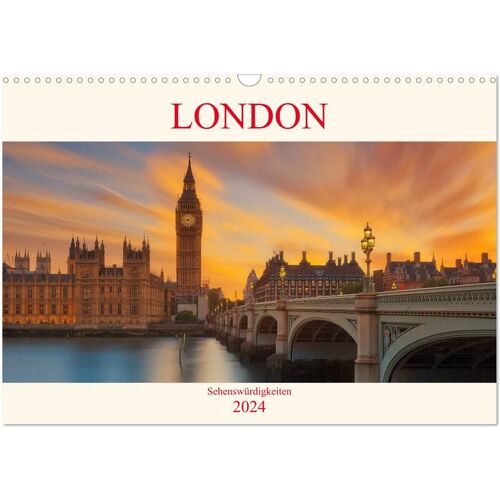 London Sehenswürdigkeiten (Wandkalender 2024 Din A3 Quer) Calvendo Monatskalender