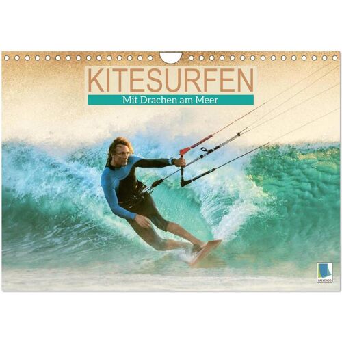 Calvendo Kitesurfen: Mit Drachen Am Meer (Wandkalender 2024 Din A4 Quer) Calvendo Monatskalender