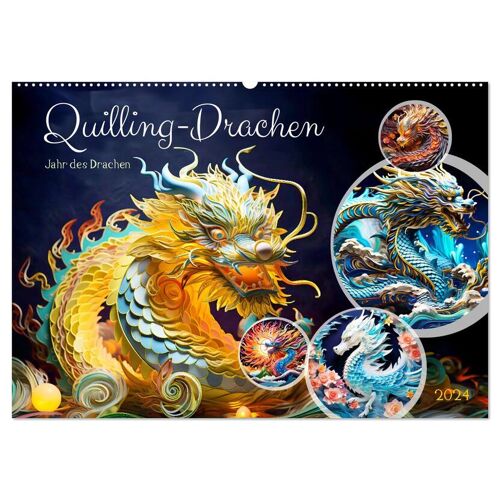 Calvendo Quilling-Drachen – Jahr Des Drachen (Wandkalender 2024 Din A2 Quer) Calvendo Monatskalender