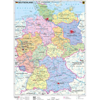 Stiefel Deutschland Politisch 1 : 1 000 000. Wandkarte Kleinformat Ohne Metallstäbe Stiefel Deutschland Politisch 1 : 1 000 000. Wandkarte Kleinformat Ohne Metallstäbe