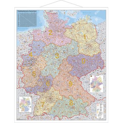 Stiefel Postleitzahlen-Karte Deutschland 1 : 750 000. Wandkarte Grossformat Mit Metallstäben Stiefel Postleitzahlen-Karte Deutschland 1 : 750 000. Wandkarte Grossformat Mit Metallstäben