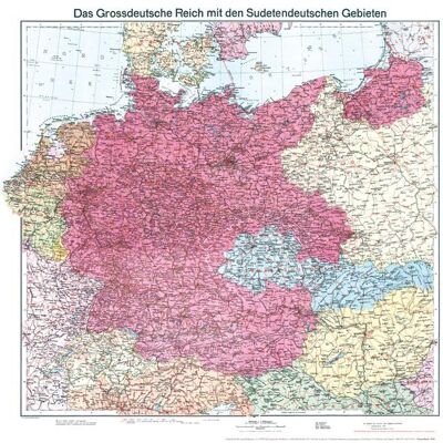 Rockstuhl Verlag Historische Karte: Deutschland - Das Großdeutsche Reich Mit Dem Sudetendeutschen Gebieten 1938 (Plano) Rockstuhl Verlag Historische Karte: Deutschland - Das Großdeutsche Reich Mit Dem Sudetendeutschen Gebieten 1938 (Plano)