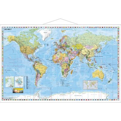 Stiefel Weltkarte Deutsch Kleinformat. Wandkarte Mit Metallleiste Stiefel Weltkarte Deutsch Kleinformat. Wandkarte Mit Metallleiste