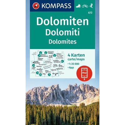 Kompass Karten GmbH Kompass Wanderkarten-Set 672 Dolomiten Dolomiti Dolomites (4 Karten) 1:35.000 Kompass Karten GmbH Kompass Wanderkarten-Set 672 Dolomiten Dolomiti Dolomites (4 Karten) 1:35.000