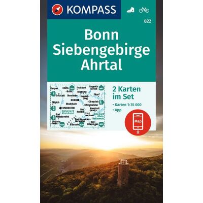 Kompass Karten GmbH Kompass Wanderkarten-Set 822 Bonn Siebengebirge Ahrtal (2 Karten) 1:35.000 Kompass Karten GmbH Kompass Wanderkarten-Set 822 Bonn Siebengebirge Ahrtal (2 Karten) 1:35.000