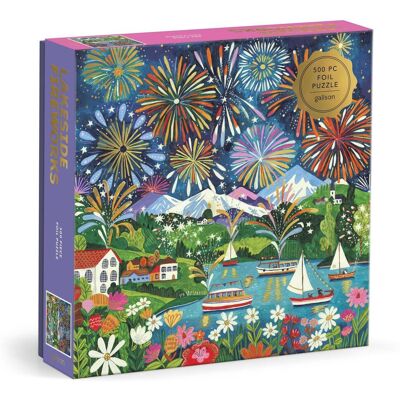Galison Lakeside Fireworks 500 Piece Foil Puzzle Galison Lakeside Fireworks 500 Piece Foil Puzzle