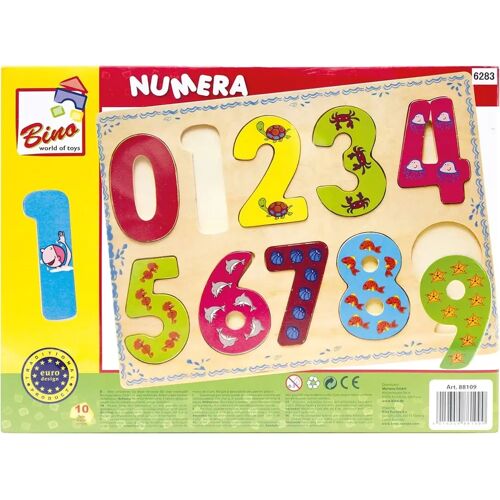 Bino 88109 - Numera Puzzle Zahlen 0-9 Holz Lernspiel