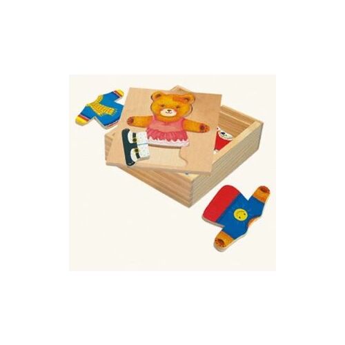 Bino 88048 - Ankleidepuzzle: Bärin Holz Puzzle 18 Teile