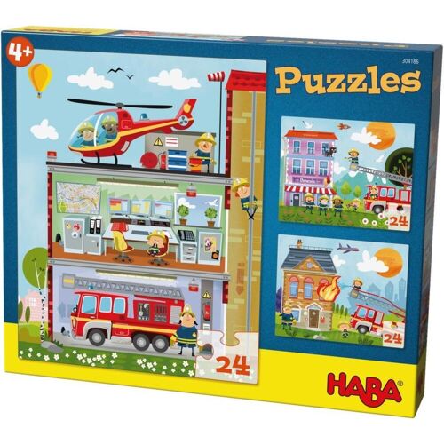 HABA Sales GmbH & Co.KG Puzzles Kleine Feuerwehr. 3 Motive Je 24 Teile