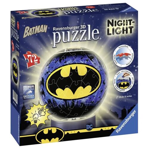 Ravensburger 11080 - Batman Night Light Nachtlicht Puzzleball 3d Puzzle Kinderpuzzle 72 Teile