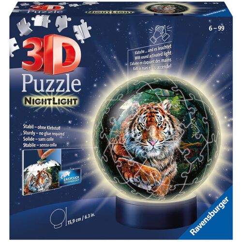 Ravensburger - 3d Puzzle-Ball - Nachtlicht - Raubkatzen 72 Teile