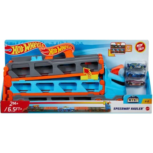 Mattel Hot Wheels - 2-In-1 Rennbahn-Transporter Inkl. 3 Spielzeugautos