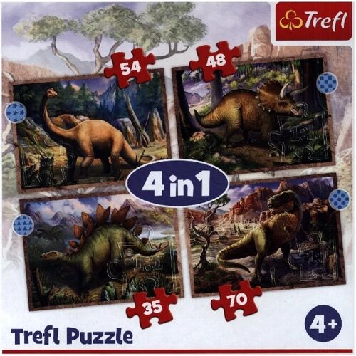 Trefl 4 In 1 Puzzle 35 48 54 70 Teile - Dinosaurier (Kinderpuzzle)