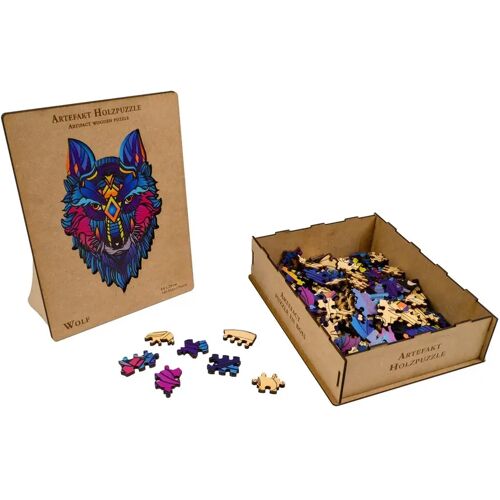 Philos 9080 - Artefakt Holzpuzzle 2in1 Wolf 180 Teile In Holzbox