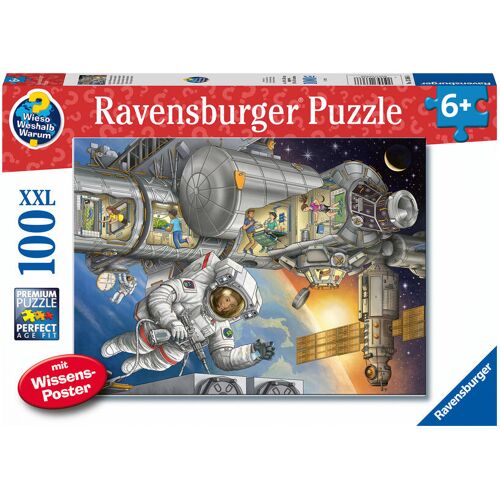 Ravensburger Spieleverlag Ravensburger Kinderpuzzle 13366 - Auf Der Weltraumstation - Wieso? Weshalb? Warum? Puzzle 100 Teile Xxl + Wissensposter Für Weltraumfans Ab 6 Jahren